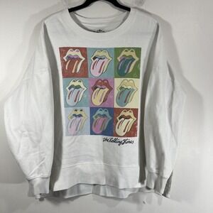 The Rolling‎ Stone Colorfull Graphic Crewneck Split Side Sweatshirt Women's XL